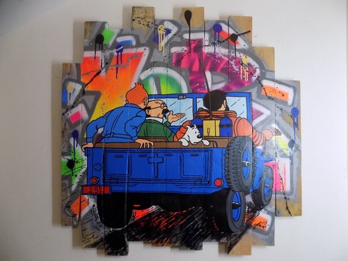 Oeuvre tintin milou - milou, jeep