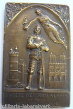 Médaille ESCRIME 1910 PARIS CHALLENGE AMBIDEXTRE EPEE Froment Meurice ORIGINAL