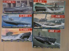 Lot de 6 maquettes Sous-Marins Allemands WWII 1/400 Mirage