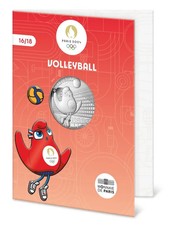 FRANCE 2023 mascot COLOR €10 silver coin PHRYGES Olympic PARIS 2024 VOLLEY BALL