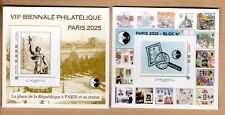 2 BLOCS CNEP 2025 DENTELE SALON PHILATELIQUE DE PRINTEMPS + BIENNALE PARIS 2025