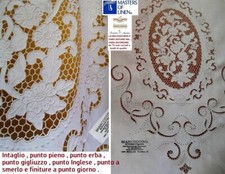 Store Lin Broderie A Main Entaille Riche Impériale Cm. 310 x 240 Couleur Blanche