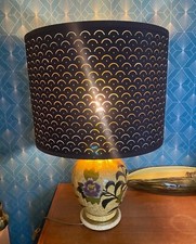 Pied de lampe vintage, IDA BELLINI, vernissée, aux décors cloisonnés de 4 fleurs