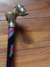 Canne à tête de chien en laiton, 88 cm, fin XXe