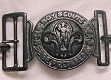 1930s BADEN-POWELL ERA BOY SCOUT BRITISH 2-PIECE BELT BUCKLE w/ BOTH LOOPS RARE!