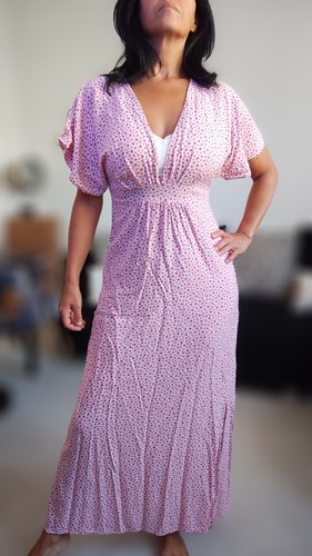 Robe longue rose imprimée
