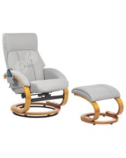 Fauteuil Relax Massant et Chauffant Fonction Pivotante avec Repose-Pieds en Cuir