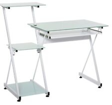 bureau en verre trempé style moderne avec 3 niveaux de rangement