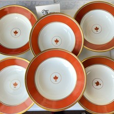 6 pièces Richard Ginori Impero Rosso bol à soupe bord orange UNUSED 21 cm...