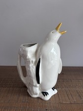 Pichet En Barbotine Longchamp Manchot / Pingouin - Vintage - Rare - H27cm