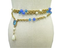 VINTAGE CEINTURE CHANEL COLLIER CHAINE PERLES GRIPOIX 60 OU 100 CM BELT NECKLACE