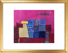 R.LEROY (né en 1931) Belle composition abstraite collage de tissus signée (41)