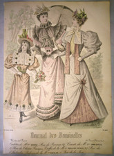 ANCIEN GRAVURE MODE JOURNAL DES DEMOISELLES 06/1894 N°4992, toilettes GRADOZ