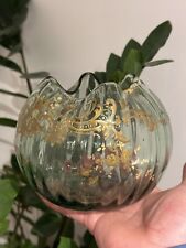 Legras & Vase boule côtelé à décor De Lambrequin à Rehauts Dorés Vers 1900