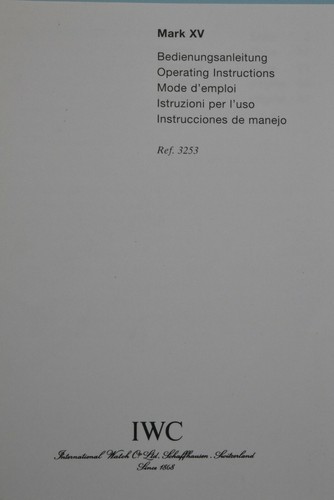 Iwc mark manual - manual, for