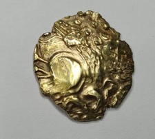 RARE R2 Gauloise, Hémistatère Or, Aulerques Éburovices - Loup, Joue tatouée 3.2g