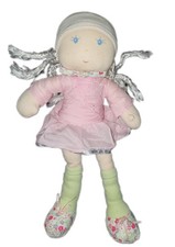 Doudou poupee lutin tissu liberty rose vert Kaloo 32 cm