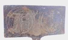 -RARE MOULE A HOSTIES FER FORGE XIXe JESUS CHRIST en CROIX PASSION du CHRIST   D