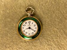Vintage Swiss Made Sorna 17 Jewel Green Enamel Wind Up Ladies Pocket Watch