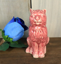 Antique French Majolica Piggy Coin Bank Cat Art Nouveau Pink Onnaing c1910