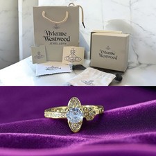 Vivienne Westwood Ring Gold Crystal Solitaire Pavé – Size EU 57 / Ø18.1mm