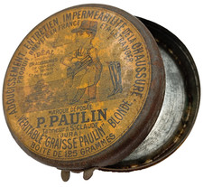 09/25 (REF287) Ancienne boite vide P PAULIN pour entretien cuir armée ?