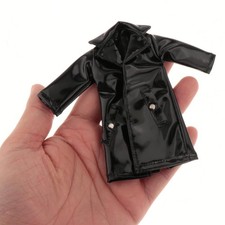 Manteau long en cuir PU noir