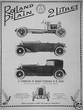 PUBLICITÉ 1924 ROLLAND PILAIN 2 LITRES CRITÈRIUM DE LA CONSTRUCTION AUTOMOBILE