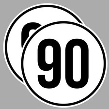 2 X VITESSE LIMITE 90 Km/h AUTO VAN REMORQUE CARAVANE 10cm STICKER VA062
