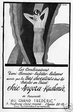 PUBLICITÉ AU GRAND FRÉDÉRIC LES COMBINAISONS BAS CULOTTE SOIE ANGORA KASHMIR