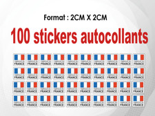 100 stickers autocollant (2 CM) : étiquette Made in / Fabriqué en France (MAM014