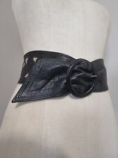 CAROLL : CEINTURE CUIR NOIRE ARABESQUE LARGE EN HAUTEUR BELT MORDORÉ CLAIR 