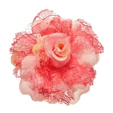 Bague tons ROSE Grande Fleur tissu dentelle réglable Taille 56 58 60 62 64 66