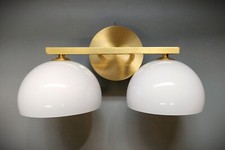 Applique murale design - 80's - Deux demi sphères sur laiton brossé