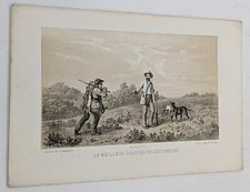 Gravure chasse, chiens  :  LE