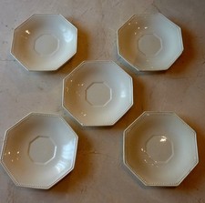 5 soucoupes ou sous tasses octogonales faïence  CREIL & MONTEREAU modèle Perle