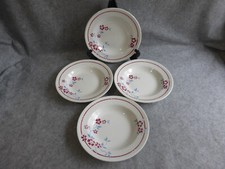 4 assiettes creuses,faïencerie de saint amand,service "josé rouge"