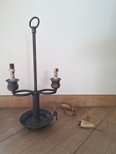ANCIEN PIED DE LAMPE BOUILLOTTE EMPIRE LAITON 2 FEUX 4 PIEDS ECLAIRAGE