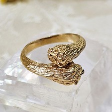 Bague Toi & Moi Tête De Lion Plaqué Or Neuve Taille 50