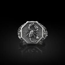 Bague chevalière scorpion argent sterling zodiaque scorpion animal homme...