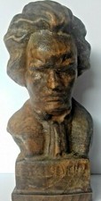 Buste en bois de Ludwig van Beethoven, statue, sculpture