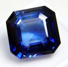 Saphir Bleu De Ceylan Asscher Taillé Libre Certifié 34 Ct
