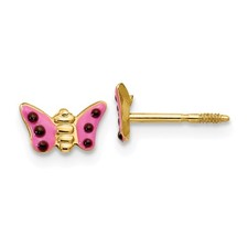 14K or Jaune Rose Émaillé Papillon Boucles D'Oreilles Madi K Enfants Bijoux