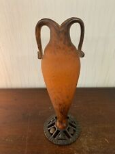 Grand vase pâte de verre Epoque art déco monture fer forgé