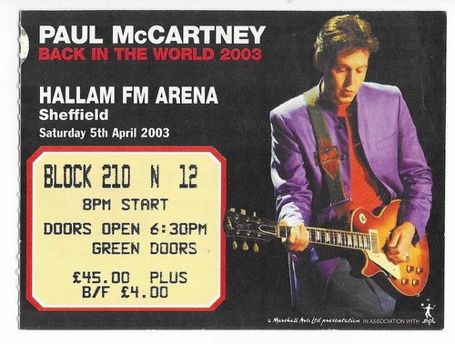 Paul mccartney concert ticket - paul,