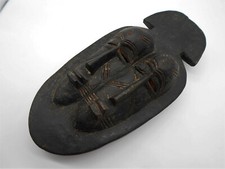 ART AFRICAIN : SCULPTURE / STATUE MASQUE AUX 2 VISAGES EN BOIS COTE D'IVOIRE ? 