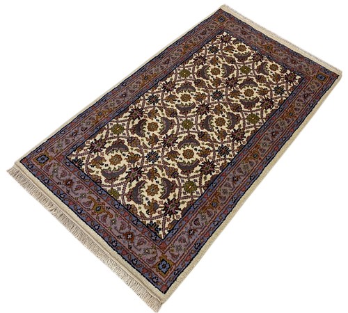 Beige tapis laine noué la - tapis, à