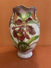 vase ancien en céramique décor floral fabriqué en Italie, numéroté