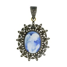 Pendentif camée bleu argent