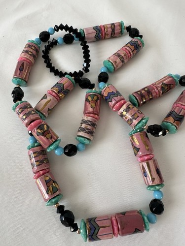 Sautoir collier long - , perles